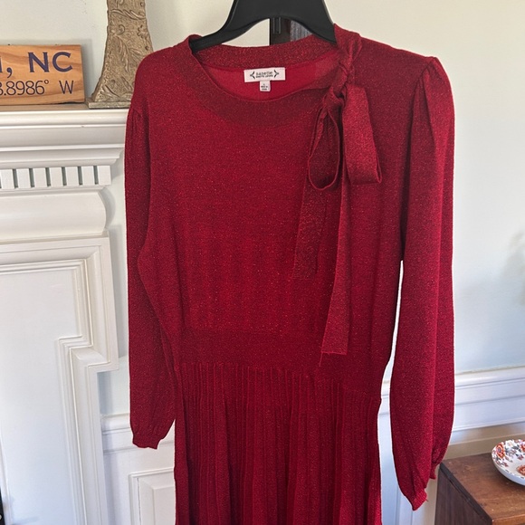 Metallic Red Knit Sweater Midi Dress Size Large New With Tags - Picture 3 of 12